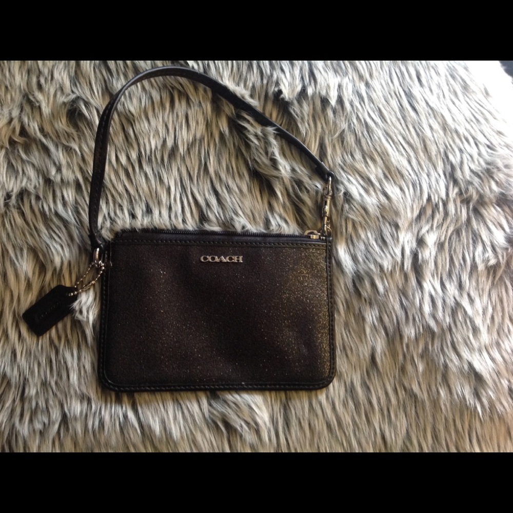 Black sparkly coach wristlet
